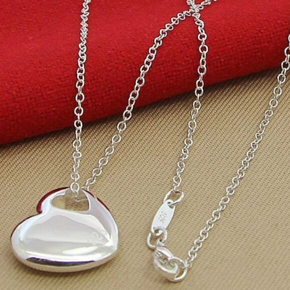 Sterling Silver Heart Within A Heart Necklace - Picture 3 of 4